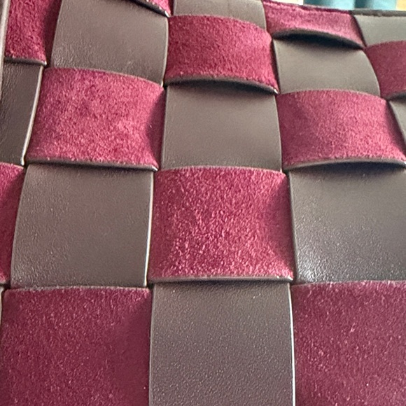 Tory Burch Burgundy and Black Checkered Tote - Picture 3 of 15